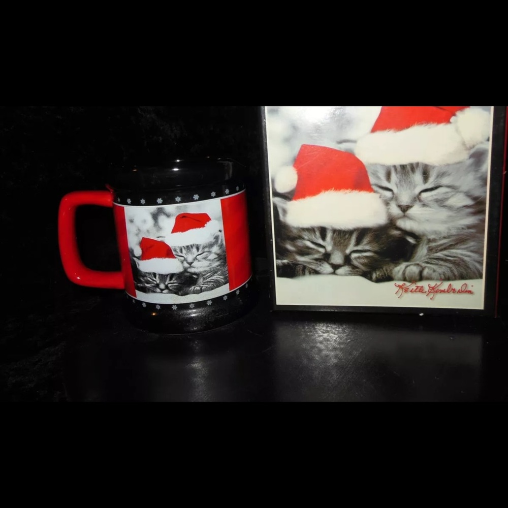 🎄CHRISTMAS COFFEE MUG WITH 2 KITTENS BY KEITH KIMBRALIN